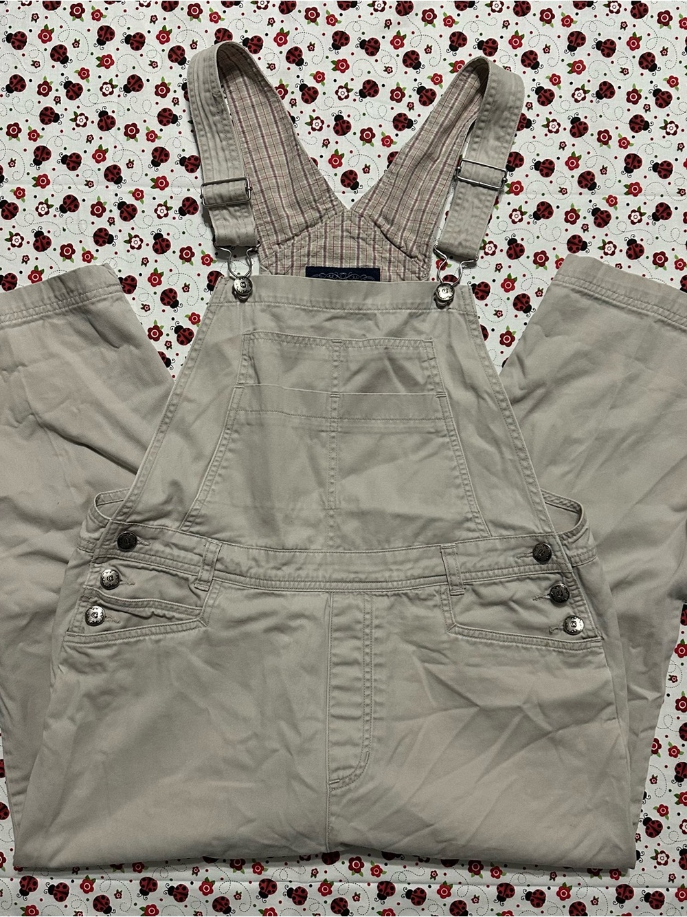Vintage Cherokee Khaki Bib Overalls 90s Y2K Utility Carpenter Tan Women M